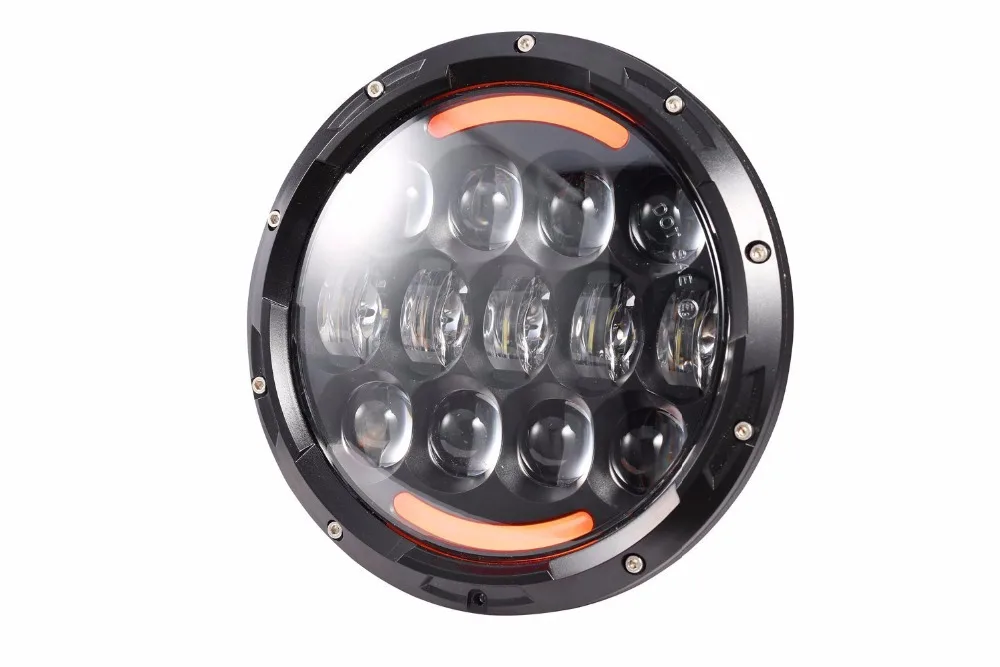 1pcs round 7&quot 105W 7inch LED Motorcycle Headlight hi lo beam yellow angel eye Projector | Автомобили и мотоциклы