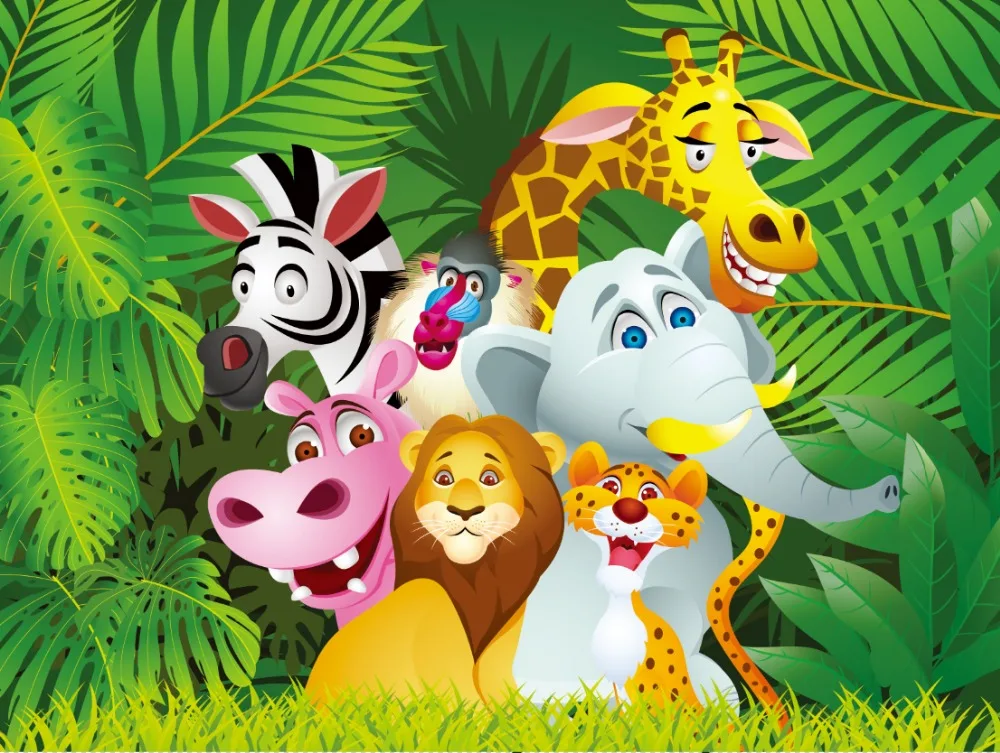 7x5F Safari Jungles Lion Zebra Giraffe Elephant Monkey Hippo Zoo Custom