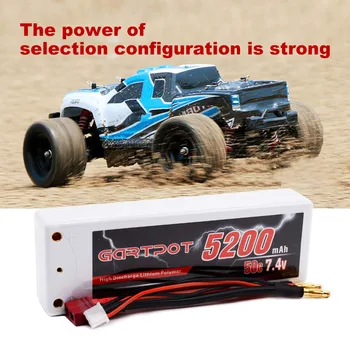

2units GARTPOT 7.4V lipo Battery 5200mAh 2S Lipo RC Car Battery Boat 50C Battery charger with Deans T Plug for Truck Truggy