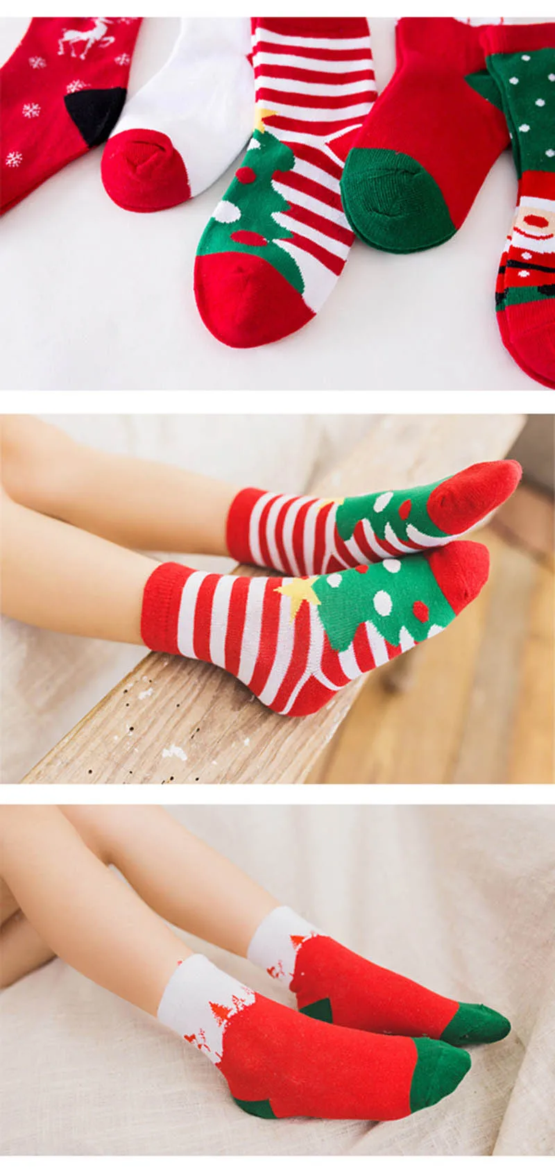 5 PairsSet Baby Themed Socks Christmas Boys Girls Spring Autumn Socks Cartoon Kids Children Snowflake Elk Santa Claus BB3115 (4)