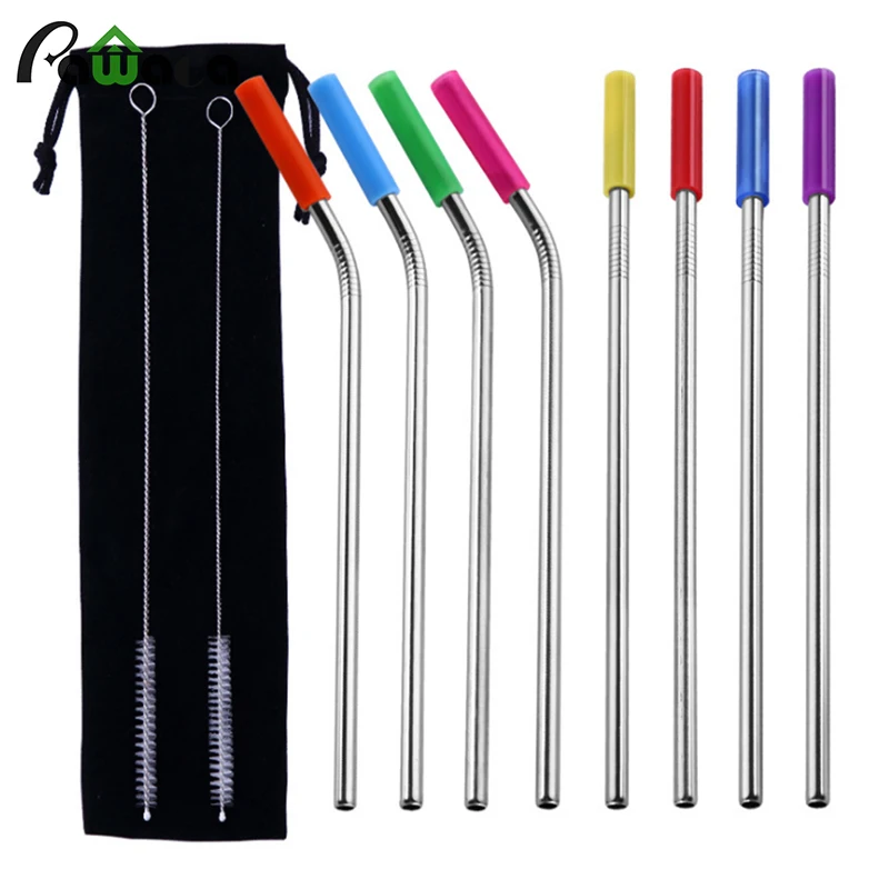 8pcs Stainless Steel Straws Reusable Replacement Metal Drinking Straws for 20/30oz Cup Mug with