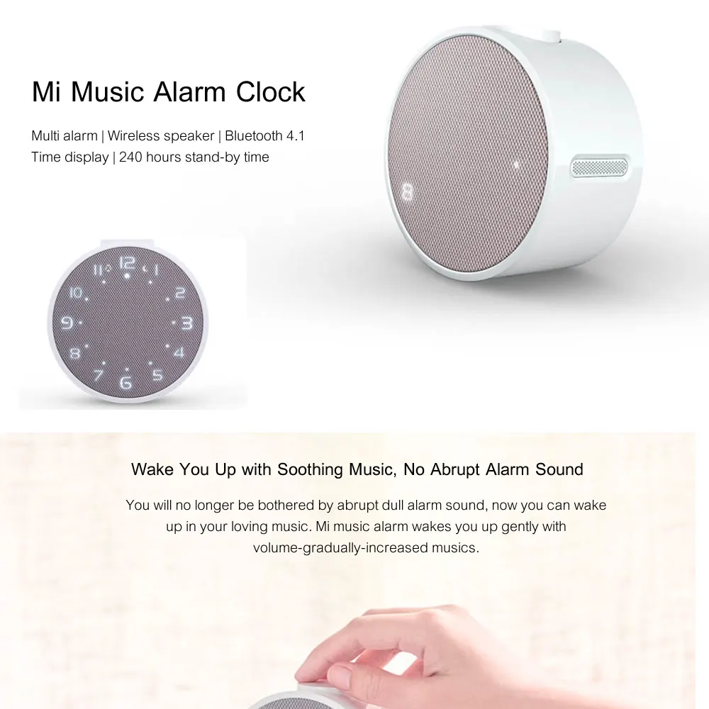 Original Xiaomi music Alarm clock Wireless Bluetooth Portable Speaker LED Digital Clock Wake for Android MiJia APP Control (2)
