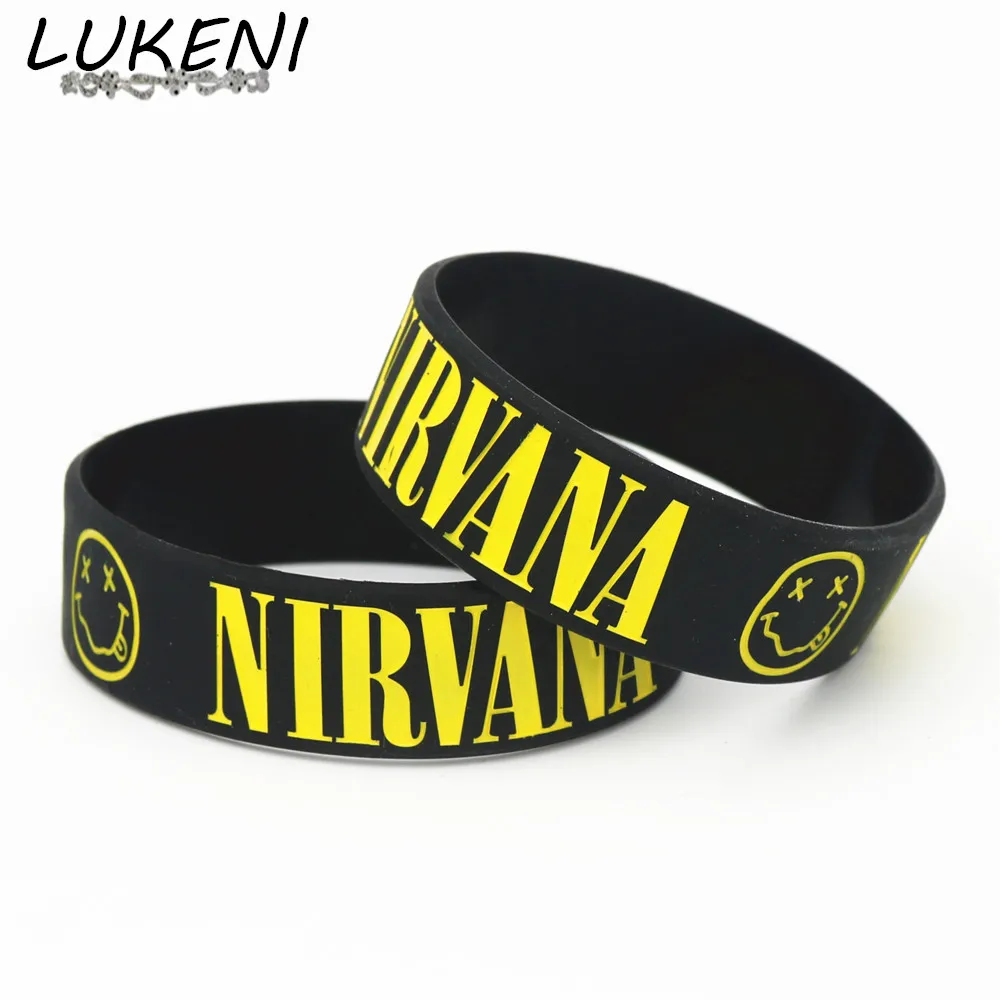 LUKENI Лидер продаж 25 шт. NIRVANA силиконовый браслет черные широкие силиконовые браслеты и браслеты музыкальные вентиляторы для женщин и мужчин Ювелирные изделия Подарки SH181