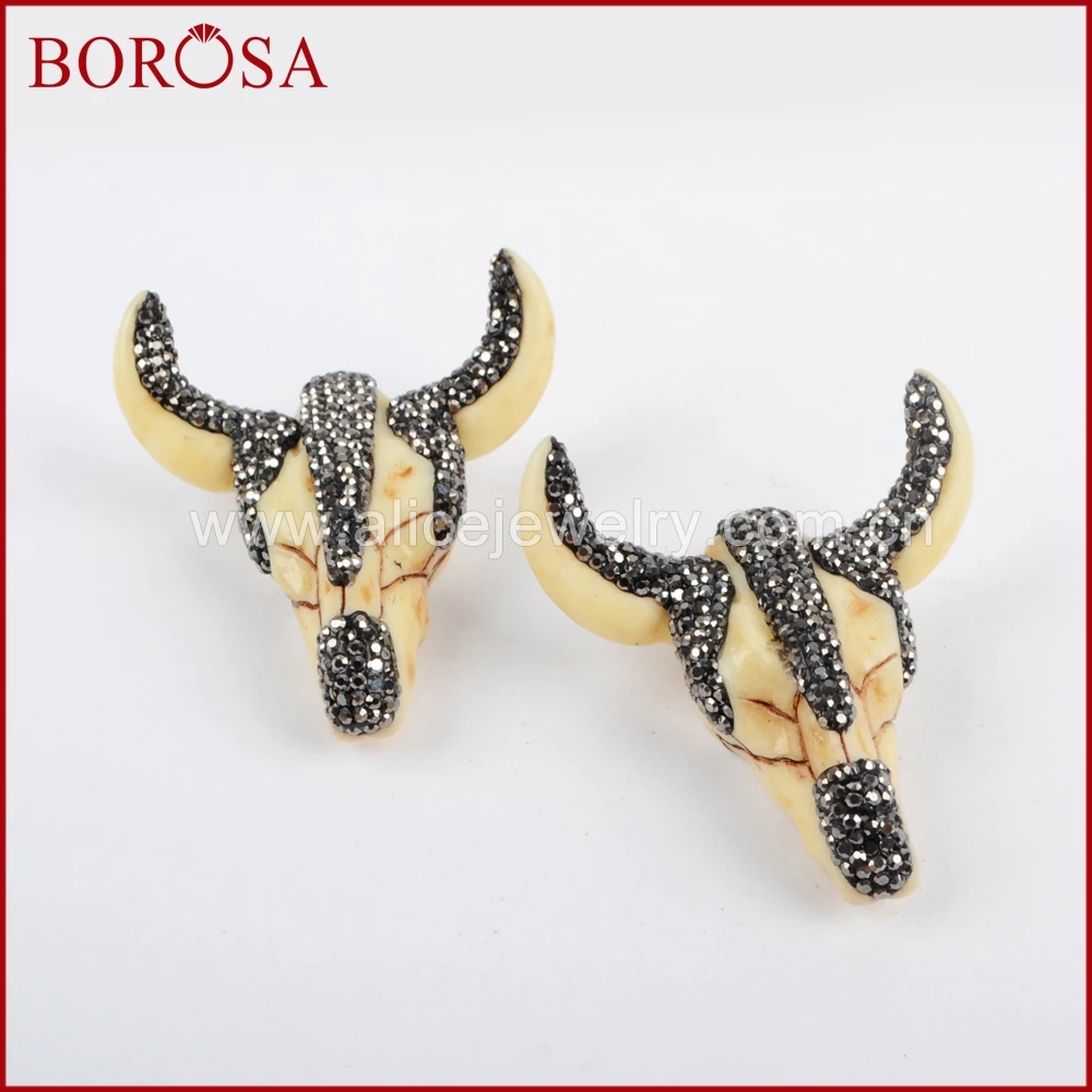 BOROSA 1 шт. кулон головы буйвола крупного рогатого скота Стразы Смолы Головы Быка