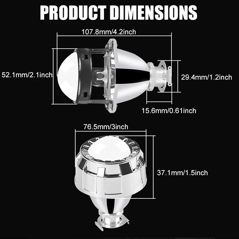 Racbox 2,0 дюймов Мини HID Bi-Xenon объектив проектора серебристый кожух H4 H7 адаптер лампа для модернизации автомобильных фар использовать H1 светодиодные лампы