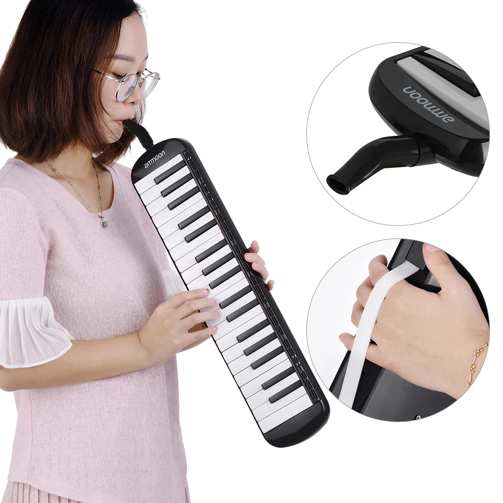 Ammoon melodica 37 ключей Pianica Фортепиано стиль клавишная гармоника рот орган с мундштуком чистящая ткань чехол для переноски