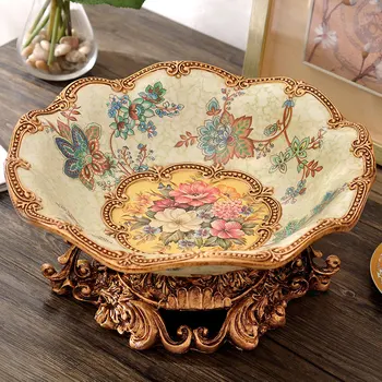 

European luxury living room decoration crafts fruit set retro Home Furnishing Decor large fruit plate three piece