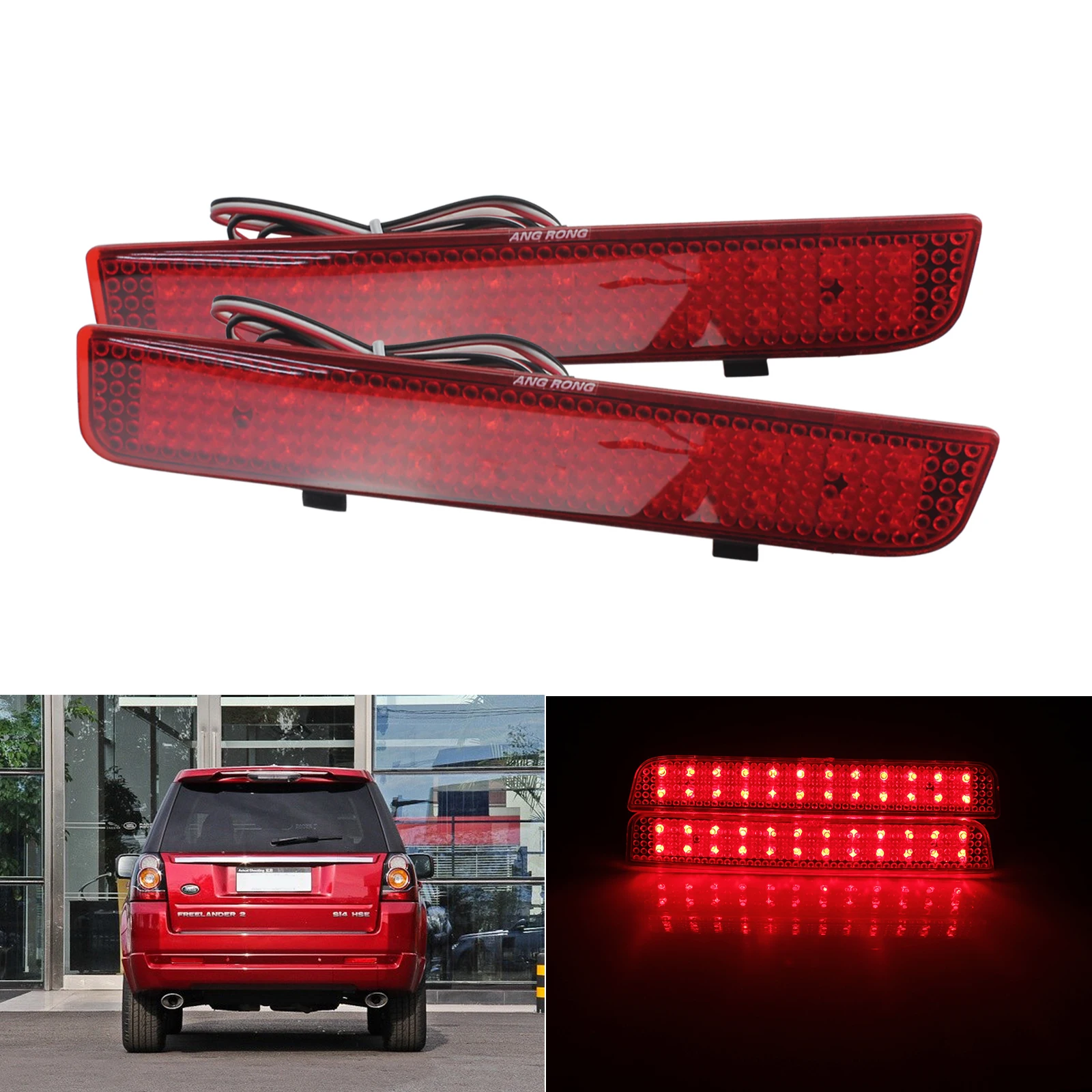 ANGRONG 2x reflektor tylnego zderzaka LED czerwone tylne ANGRONG 2x czerwony reflektor tylnego zderzaka LED światło