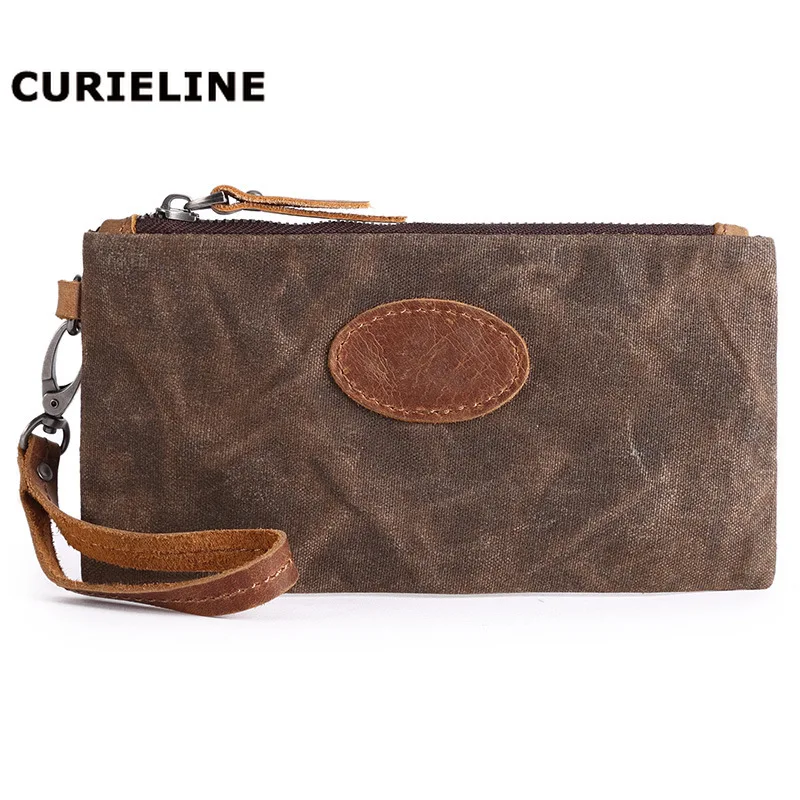 

Wholesale Quality Travel Clutch Wallet Waterproof Waxed Canvas Men Clutch Bags
