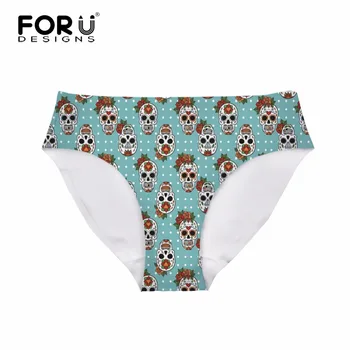 

FORUDESIGNS Green Punk Sugar Skull Printed Woman Sexy Panties Fashion Summer Seamless Briefs Ultra-thin Fit Teen Girls Lingerie