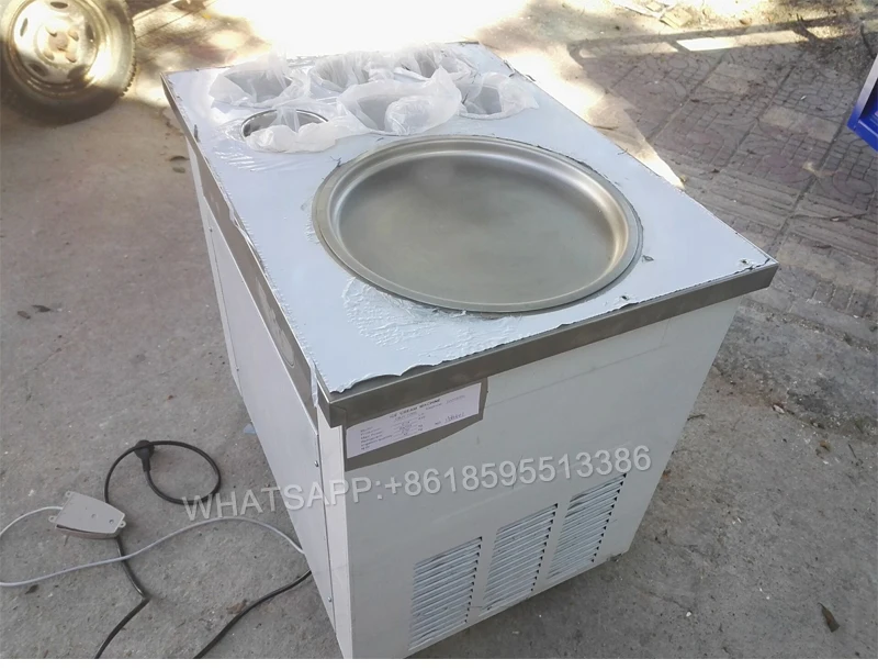 Free shipping hot sale 740w flat pan fried ice cream machine SINGLE POT Stainless steel Ice Pan Machine roll ice cream maker