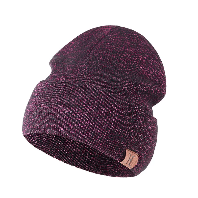 Женская шапка Beain тёплые вязаные шапки шерсть зима осень Skullies Beanie hat Женские однотонные черные женские уличные шапки - Цвет: grey