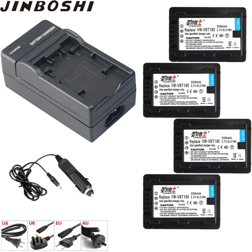 

Hot sale 4PCS VW-VBT190 vw vbt190 Li-ion Battery + Charger for PANASONIC HC-W580GK HC-V160GK HC-V380GK HC-V180GK HC-W580MGK