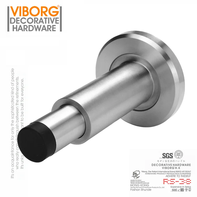 Adjustable 304 Stainless Steel Rubber Door Stopper Wall mounted Doorstop Wall Protector Bumper