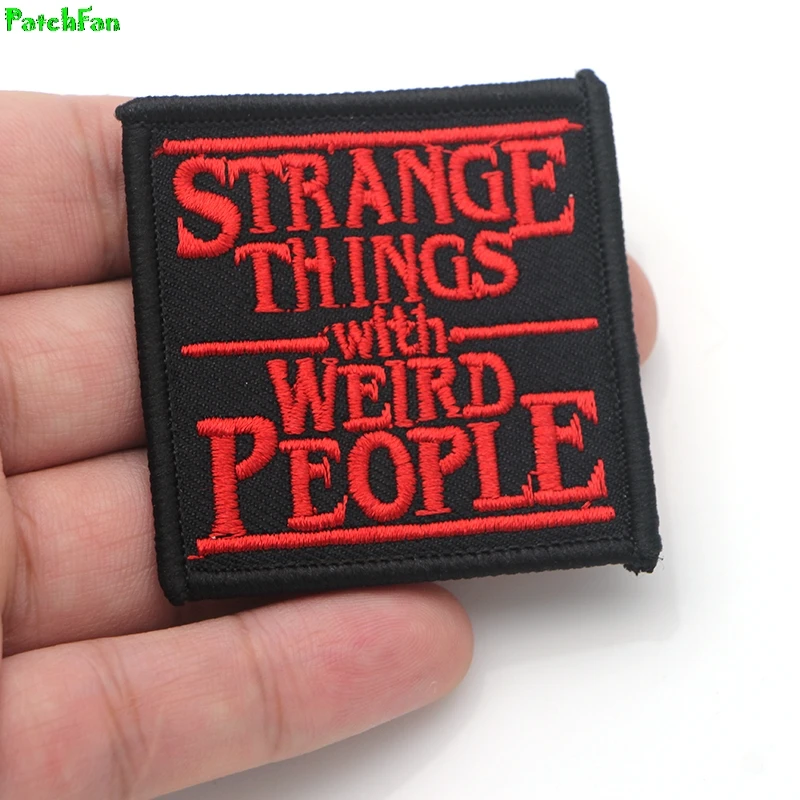 

D0017 Patchfan 20pcs/lot Popular DIY Letter stranger things with weird people patch embroidered iron on sew on patch