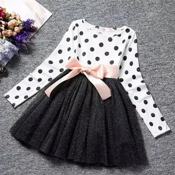 

Autumn Winter Girl Dress Long Sleeve Polka Dot Girls Dresses Baby Girl Clothing Teenager School Daily Wear Kids Casual Clothes