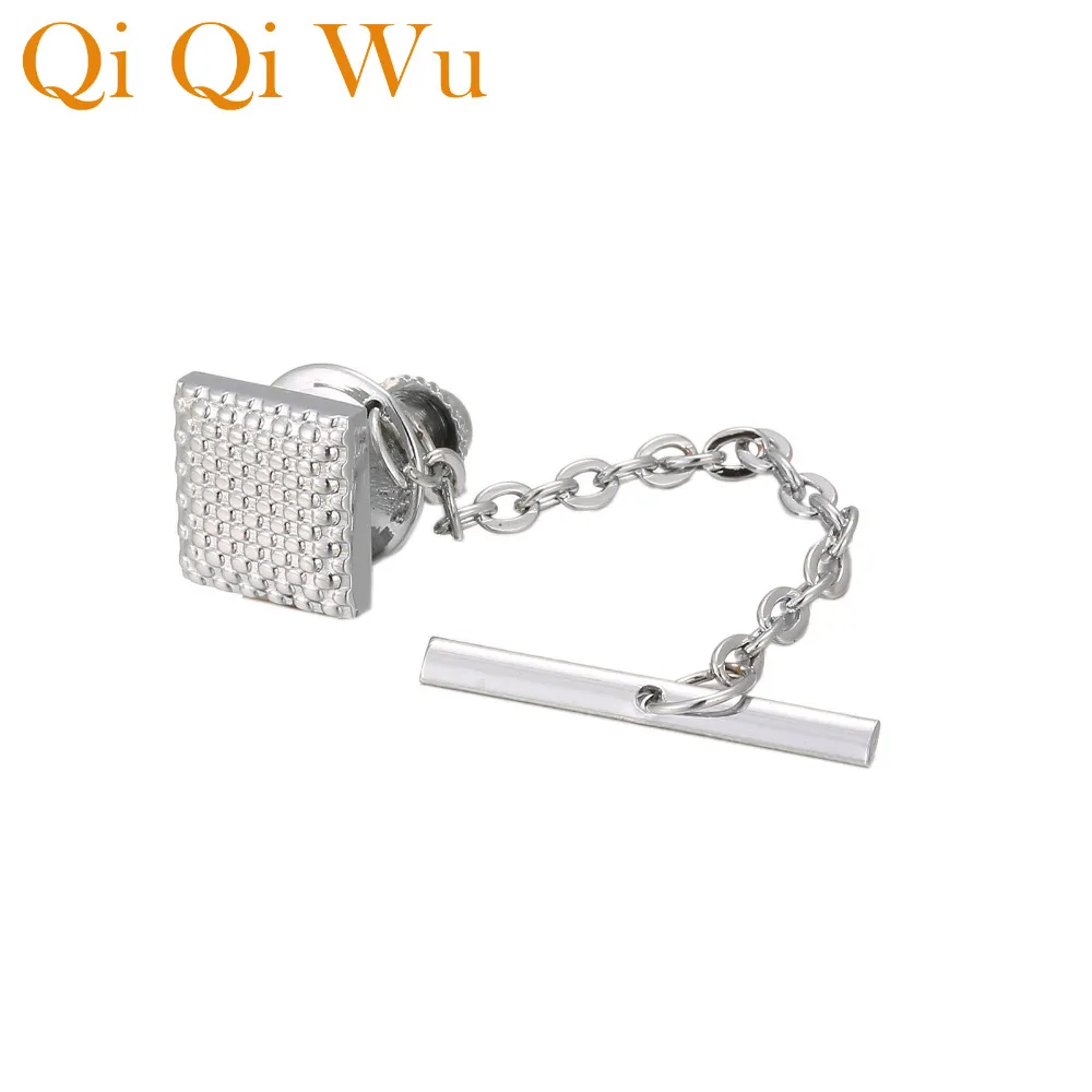 QiQiWu Silver Square Tie Tack for Mens Gifts Shirt Elegant Matte