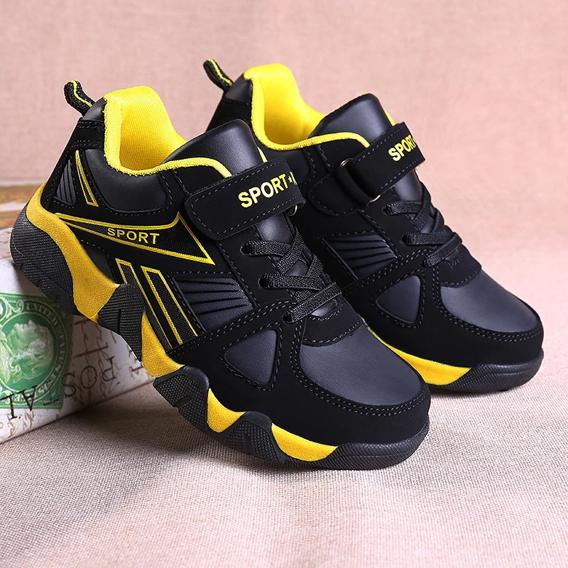 

ULKNN Children's shoes boy spring autumn breathable winter leather waterproof Kid primary school sports shoes casual comfortable