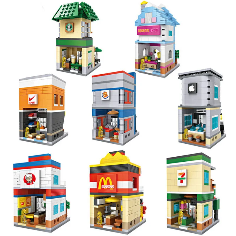 

Loz Mini Street Block Hamburger Sports Coffee Shop Fast Food Phone Store Diy Model Building Toy For Children no box