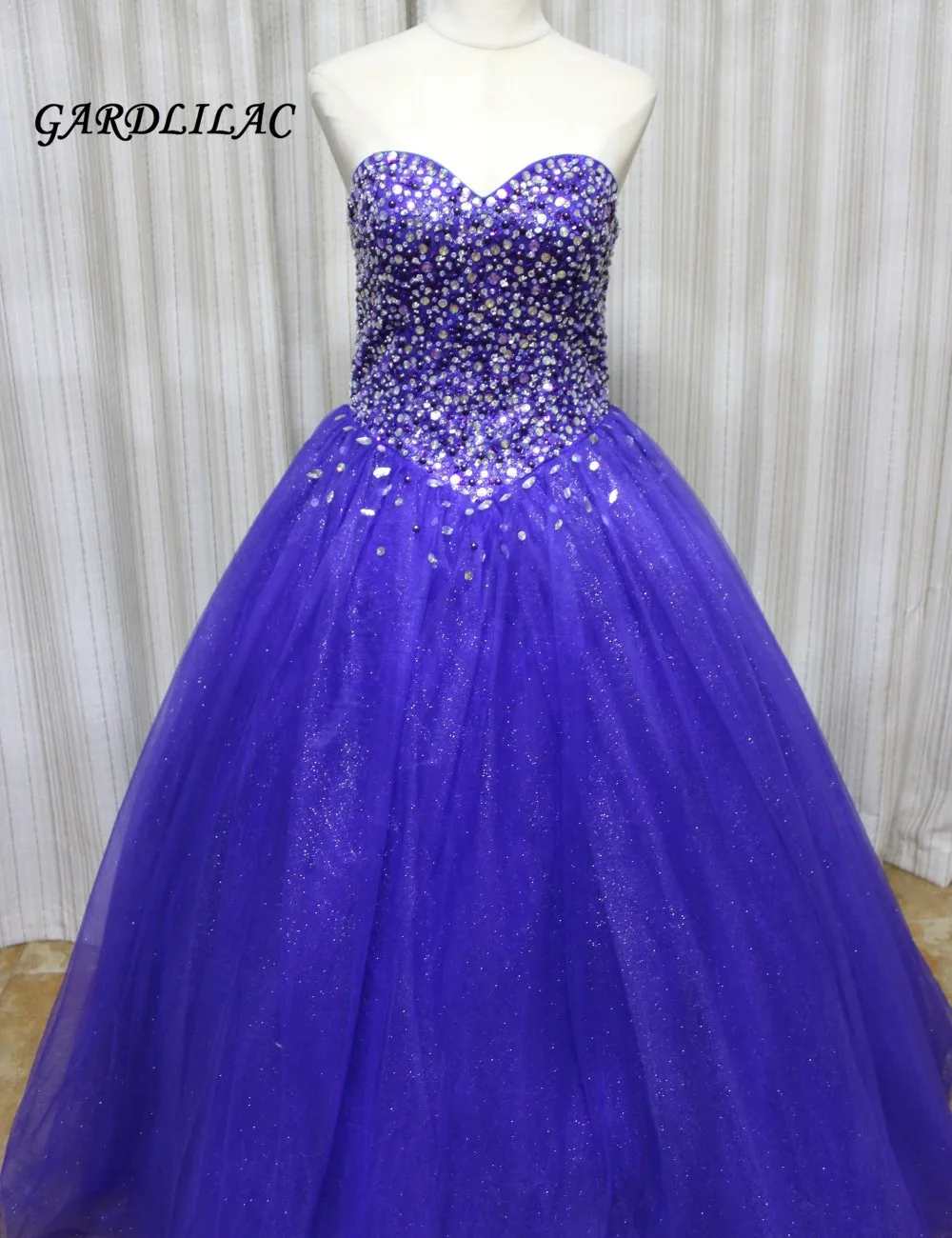 

New Ball Gown Purple Quinceanera Dresses Sweetheart Tulle with Crystal Beads Vestidos De 15 Anos Sweet 16 Dresses