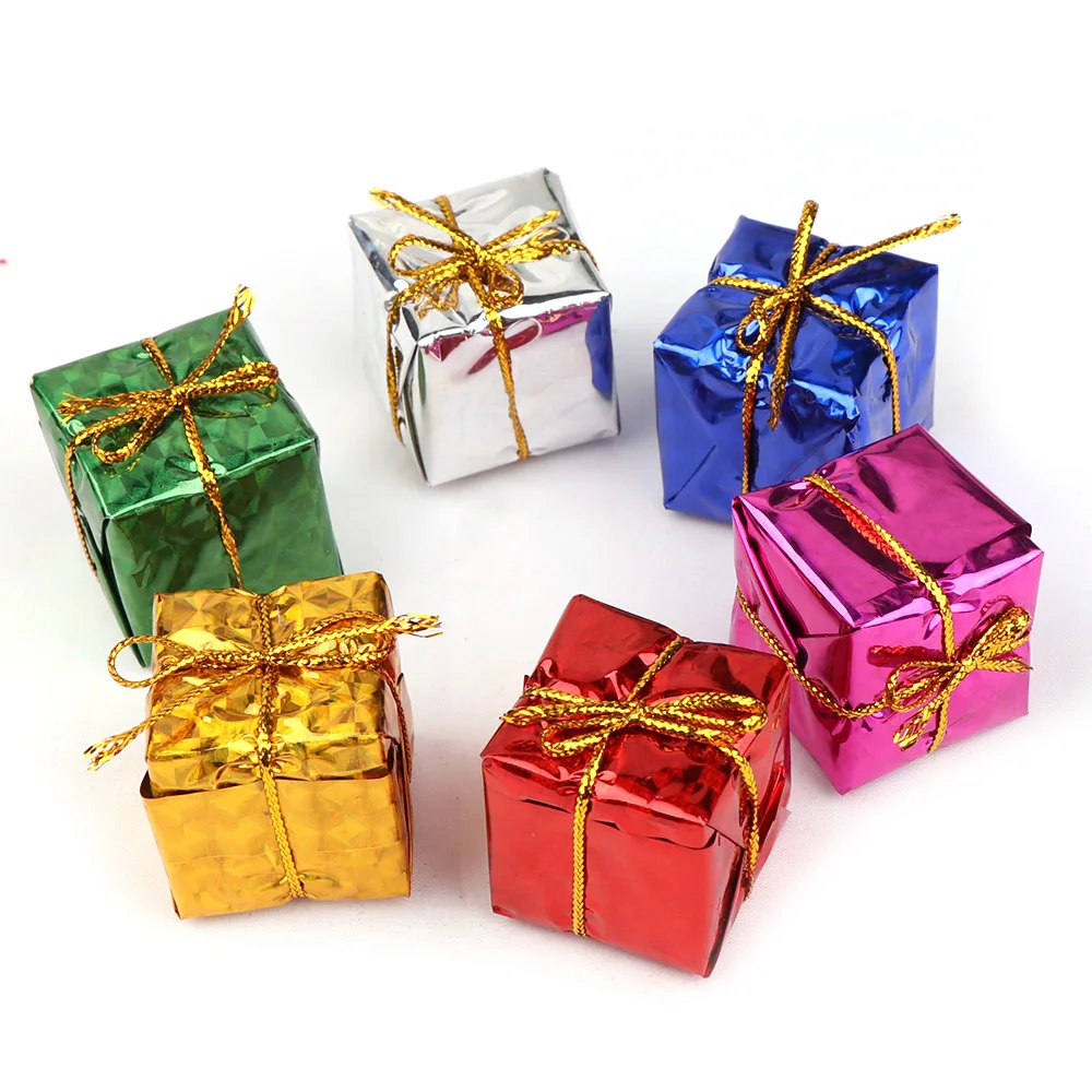 

12PC Mix Mini Gift Boxes Shape Tree Ornament Party Christmas Hanging Pendants Decoration Xmas Decorations For Home New Year