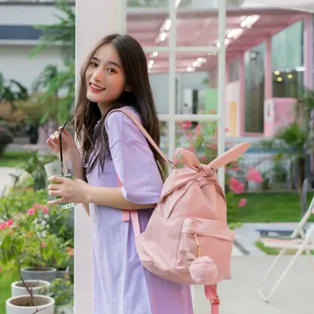 

Milk bear Women Oxford Cloth Backpack Butterfly Flowers Bird Embroideries Backpack for Teenager Girls Black Backpack Women Shoul