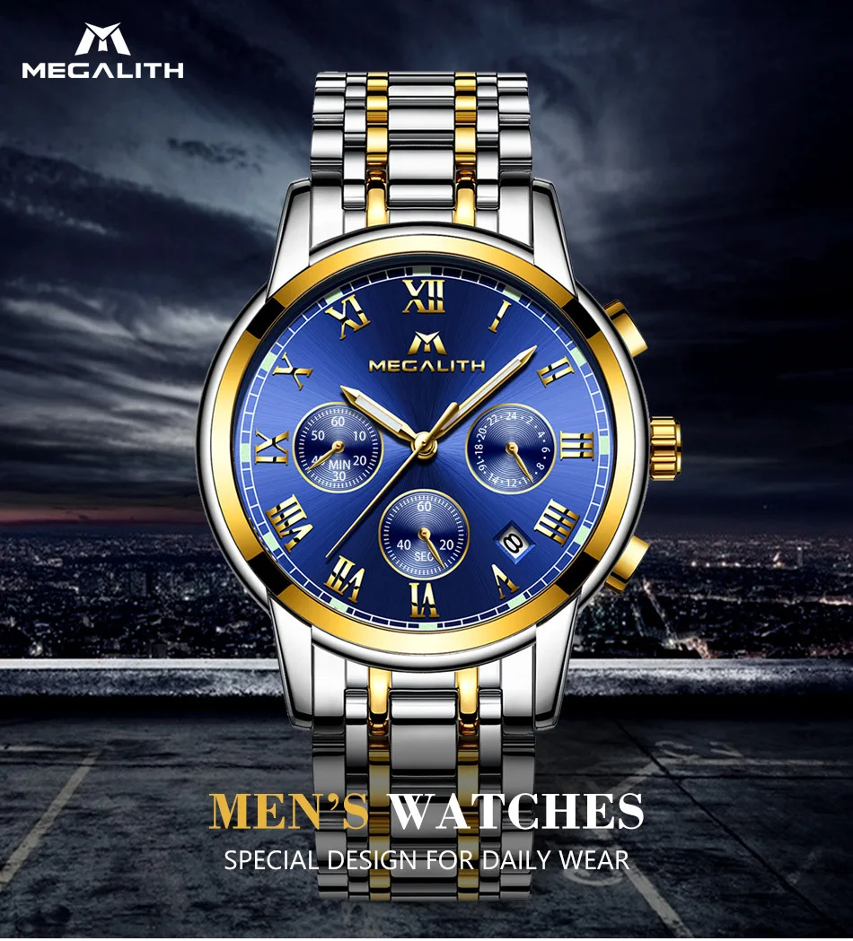 MEGALITH часы для мужчин модные повседневные кварцевые часы для мужчин ремешок из натуральной кожи Бизнес водонепроницаемые часы для мужчин Relogio Masculino
