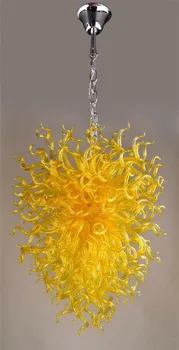 

Yellow Colored Murano Glass LED Crystal Fancy Chain Chandelier for Hotel Decor