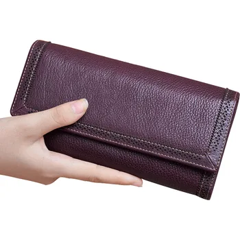 

Hollow Out Laser Design Women Long Wallet 100% Natural Leather Female Clutches Money Brand Handbag Cell Phone Card Holder Wallet