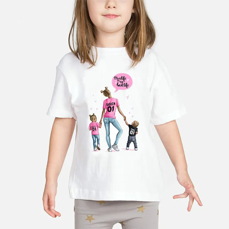 Футболка для маленьких девочек «супер мама» модная футболка с принтом «любовь» для мамы и ребенка милая одежда для детей «Мама и любовь» детские топы - Цвет: oG41214
