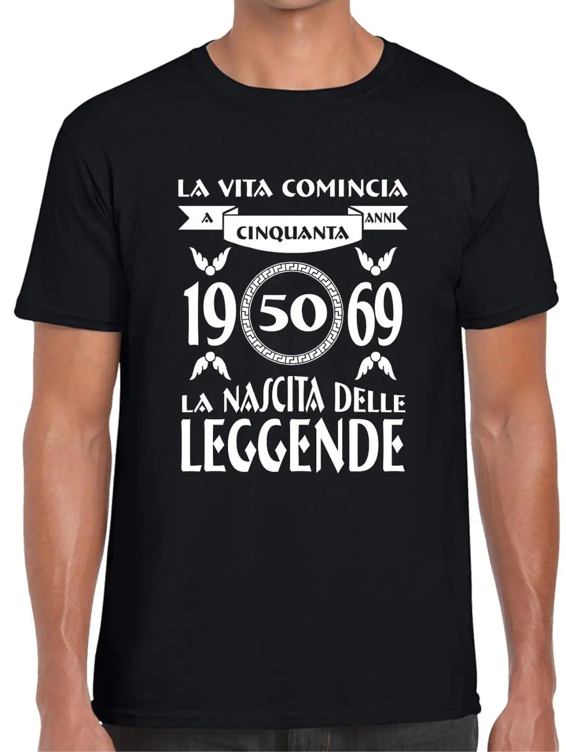 Товар указан как топ Номинальная плюс пункт футболка 50 50 лет рождения легенды подарок на день рождения 1969 Золотая рубашка с круглым вырезом