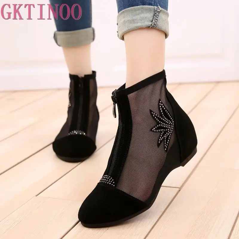 cut out flat ankle boots