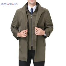 Mu Yuan Yang, деловые повседневные мужские куртки, весна и осень, мужские длинные тренчи, куртки, новые Тренчи на молнии и куртки
