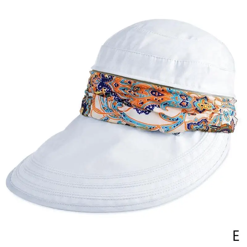 Lady Women Summer Outdoor Hat Cap Riding Anti-UV Sun Hat Beach Foldable Sunscreen Floral Print Caps Neck Face Wide Brim Hat - Цвет: E