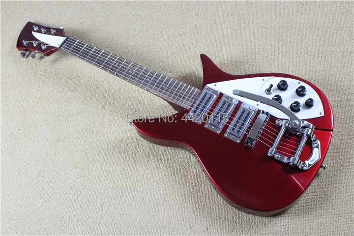 Hot sale ricken metal red 325C model electric guitar. 3 pickups bigsby tremolo bridge.free shipping
