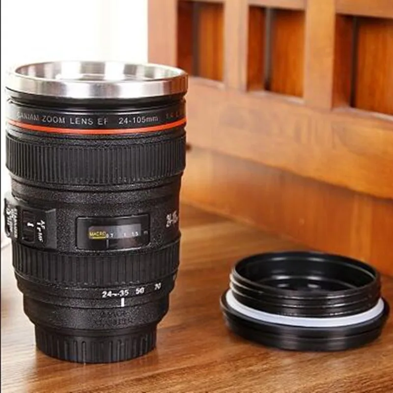 

Promotion!2018 Creative mugs 400ml Stainless steel liner Camera Lens Mugs Coffee Tea Cup Novelty Gifts Thermocup