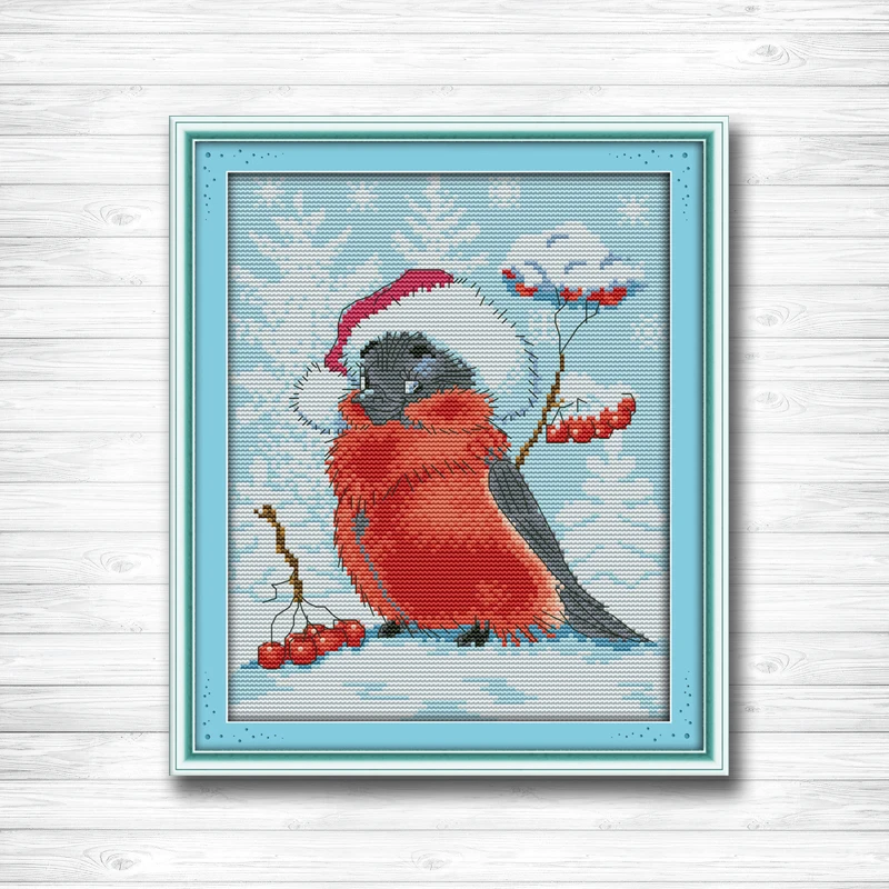 

Christmas bird counted printed on canvas DMC 11CT 14CT Cross Stitch kit needlework Set embroider,animal winter scenic Home Decor
