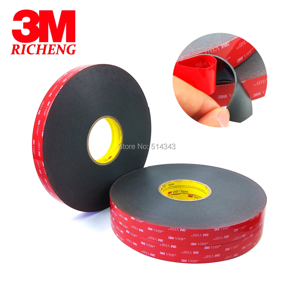 1Roll/Lot 3M VHB 5952 Heavy Duty Double Sided Adhesive Acrylic Foam Tape Black 12MMx33Mx1.1MMin