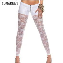Популярные женские сексуальные прозрачные кружевные узкие леггинсы для фитнеса с низкой талией, повседневные женские штаны с дырочками для ночного клуба WearE79880
