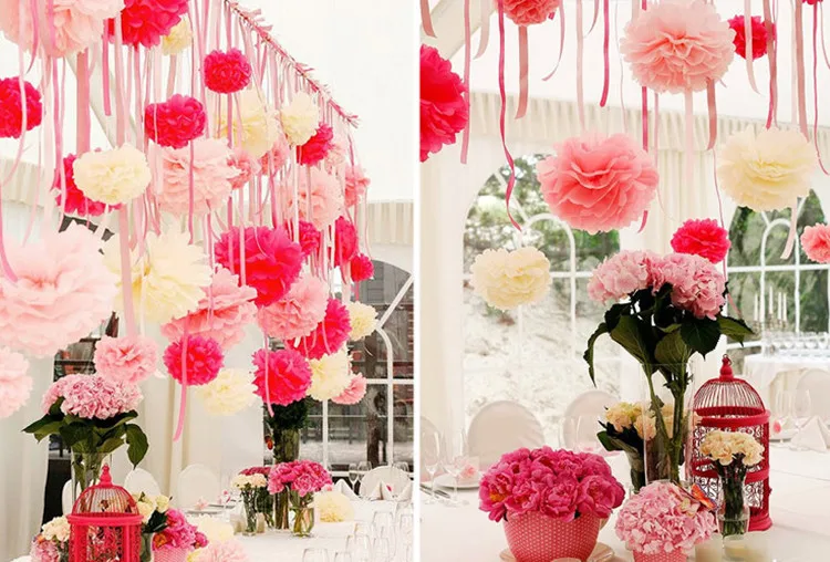 Home Engagement Decoration Ideas Part - 41: 10Pcs 20cm Tissue Paper Flower Pom Poms Wedding Engagement Party Home Decoration Drop Shipping Wholesale On