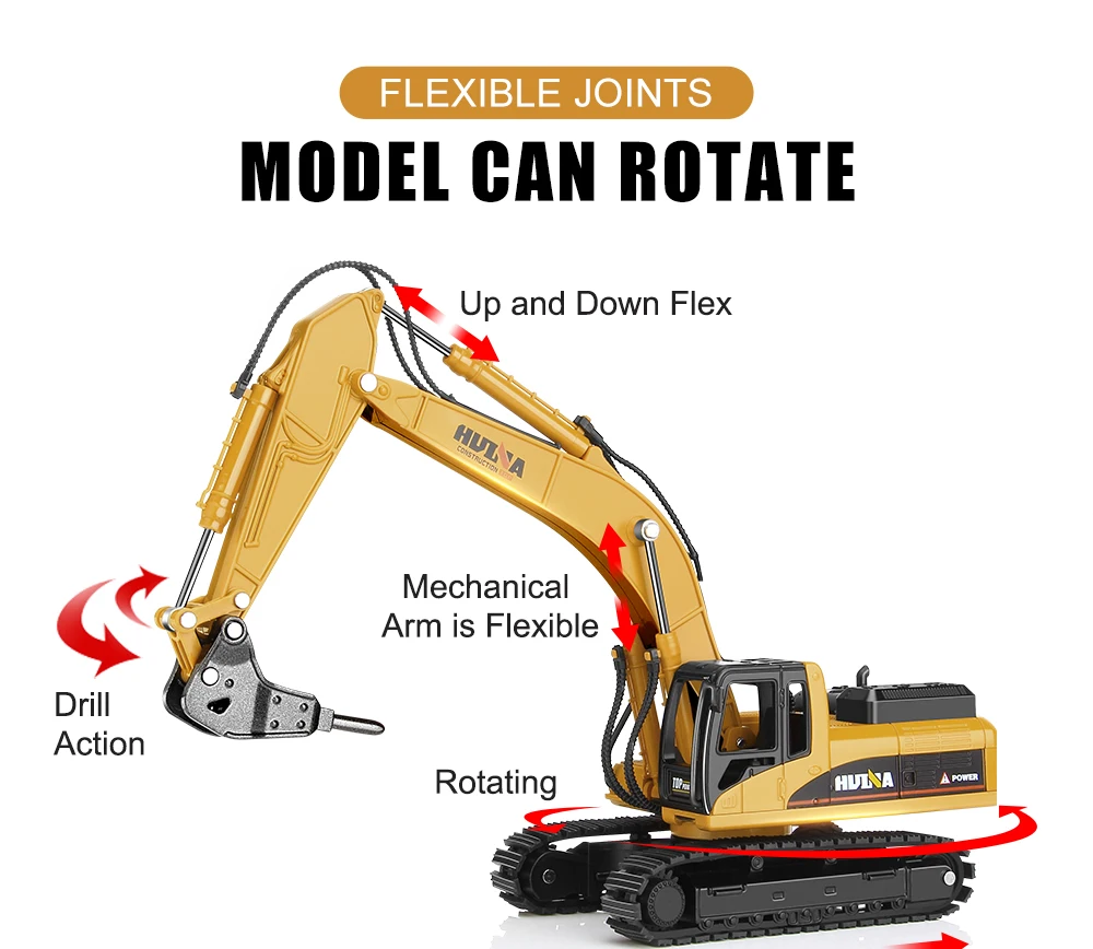 HUINA, 1:50, сплав, экскаватор, грузовик, автомобиль, грузовик, ломающийся молоток, модели автомобилей, литье под давлением, для мальчиков, игрушка в подарок, детский экскаватор, игрушка