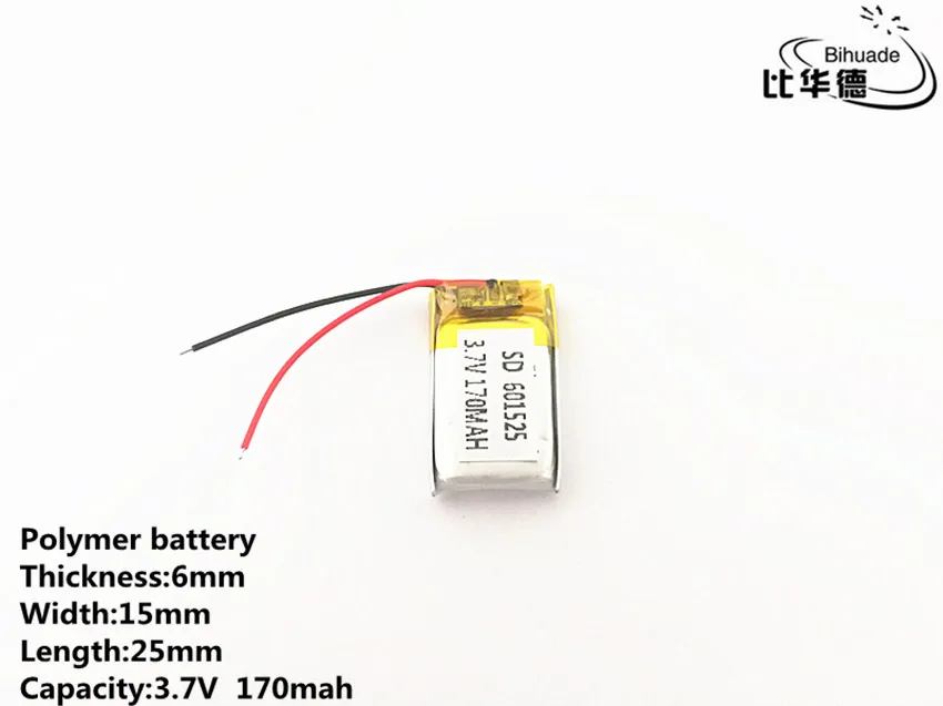 1 шт./лот 3 7 в 170 мАч 601525 полимерный литий ионный/литий ионный аккумулятор для