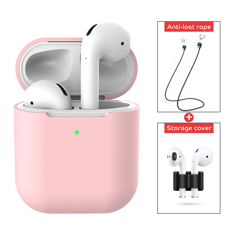 Чехол для наушников Airpods 2 силиконовый чехол для Air Pods 2 I80 Аксессуары Анти-потери комплект шнуров Ультратонкий чехол металлическая пленка наклейка - Цвет: case set 6