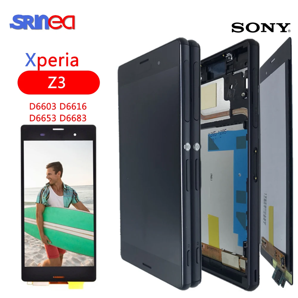 

For SONY Xperia Z3 Screen Original 1920x1080 5.2'' LCD For Sony Z3 Display Touch Screen D6603 D6633 D6653 L55T + Frame Adhesive