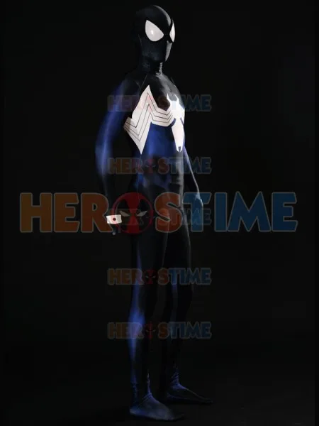 Разрушенной размеры Ultimate; паук костюм с рисунком человека-3D принт синий Venom симбиот; Человек-паук Косплэй полный костюм для взрослых/комплект одежды для детей