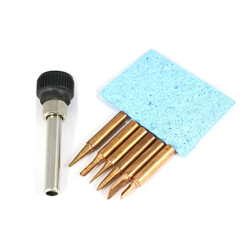 

6PCS/Lot  Red copper Pure cupper Lead-Free Soldering Solder Iron Tips 900M-T for Hakko 936 fx888/888D SAIKE 909D/852 CXG 936d
