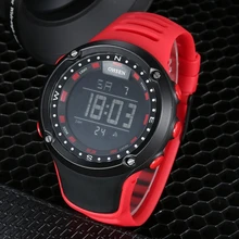 OHSEN цифровой светодиодный Мода наручные мужские подарки каучуковый ремешок Красный мода цифрового Спорт на открытом воздухе военные часы
