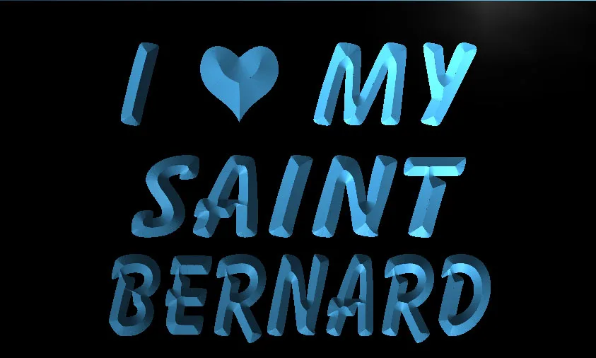 S063 I Love My Saint Bernard Dog Pet Led Neon Light Sign | Дом и сад