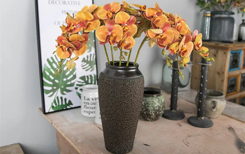 Flone 9 Heads Artificial Butterfly Orchid Flowers Real Touch Butterfly Orchid Simulation Orchid Flowers Wedding Home Party Decor (10)