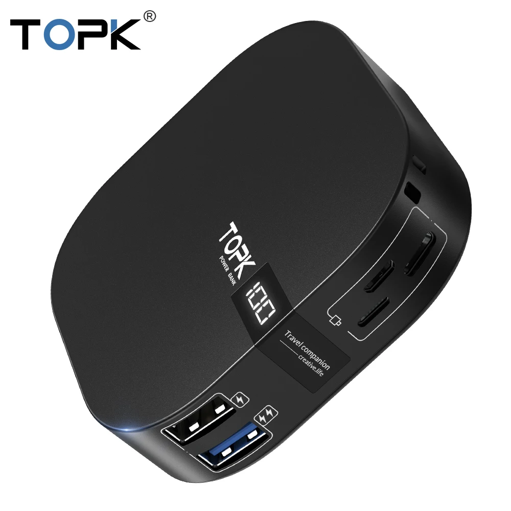 

TOPK Power Bank Dual USB Mini Pover Bank 10000mAh Portable External Phone Battery Charger for iPhone Xiaomi Huawei PoverBank